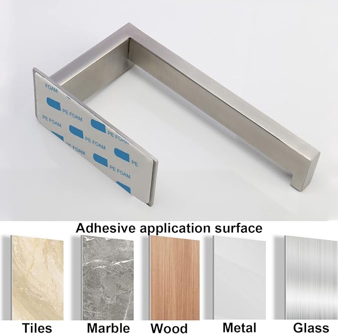 Toilet Paper Holder, Self Adhesive Tissue Holder Stainless Steel Rustproof - Image 3