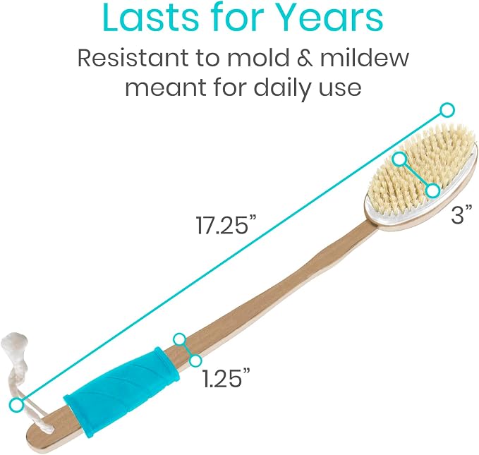 Vive Back Scrubber for Shower – Long Handle Dry Brushing Body Brush - Image 6
