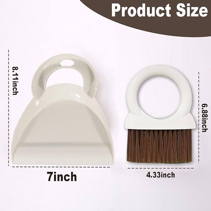 Round Handle Brush and Dustpan Set Small Broom & Dustpan Portable Handheld - Image 6