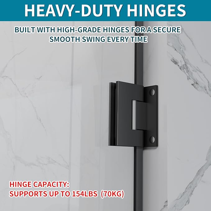 Hinged Shower Door, 3/8" Tempered Glass - Image 9