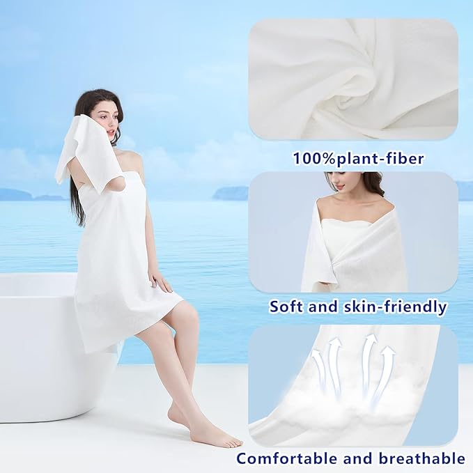 Disposable Bath Towels, Large Compressed Towel Tablets Disposable Towels Portable Thick Paper Towel Reusable Suitable for Hiking Camping Sports Swimming and Traveling, 55.1 x 27.5 Inches
