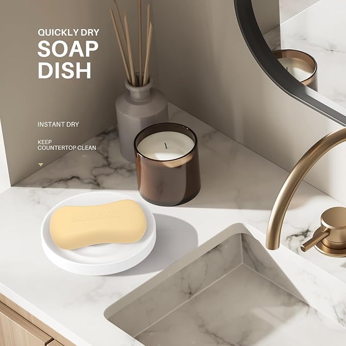 Diatomite Soap Dish Holder, Stone Bath Dish, Quick Dry Stone Bar Holder - Image 5