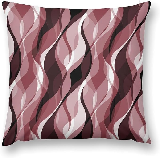 Burgundy Throw Pillow Covers Modern Abstract Ombre Burgundy Striped Decorations for Bedroom Living Room Farmhouse Sofa Pillows Bed Couch 22x22 Inch