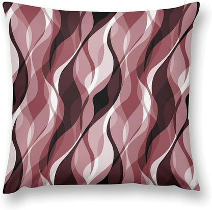 Burgundy Throw Pillow Covers Modern Abstract Ombre Burgundy Striped Decorations for Bedroom Living Room Farmhouse Sofa Pillows Bed Couch 22x22 Inch