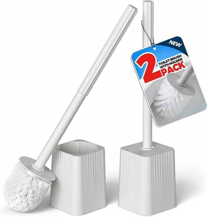 2Pack Toilet Bowl Brush and Holder Set by FORASTO