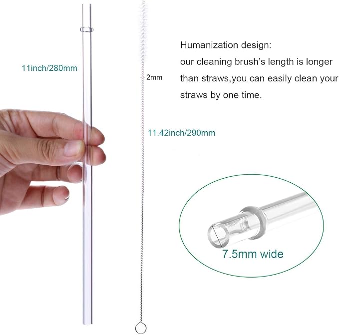 DAKOUFISH 11 Inch Clear Reusable Plastic Replacement Drinking Straws - Image 2