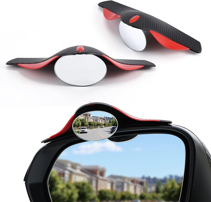 LivTee Blind Spot Mirror with Side Mirror Rain Guard, HD Glass Frameless Convex by LivTee