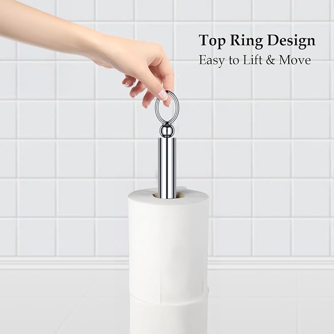 Heavy Weighted Toilet Paper Holder Free Standing Toilet Paper Storage，Spare - Image 2