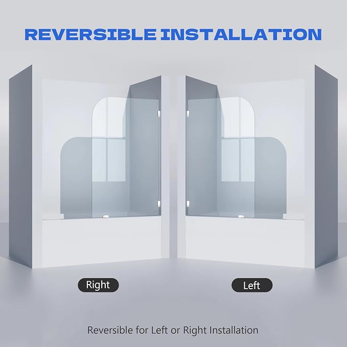 Frameless Bathtub Shower Door, 1/4" Clear Tempered Glass Bathroom Shower Screen - Image 7