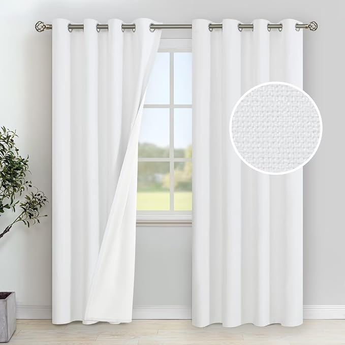 YoungsTex White Linen Blackout Curtains by YoungsTex