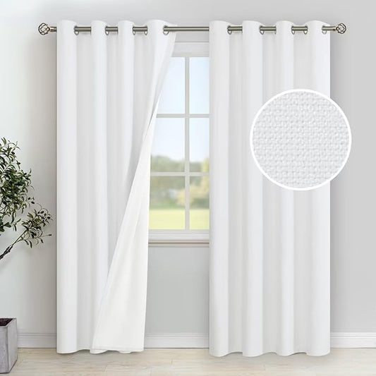 YoungsTex White Linen Blackout Curtains by YoungsTex
