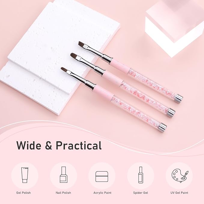3PCS Nail Art Clean Up Brushes -Round/Angled Nail Brushes - Image 7