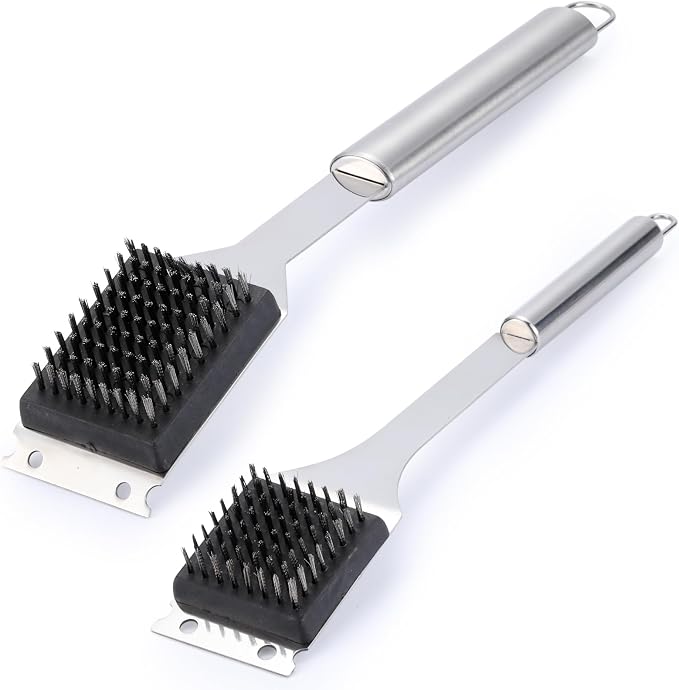 2 Pack Grill Brush and Scraper, 16.5” & 14” Wire BBQ Grill Brush by Edgnb