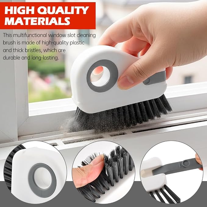 2Pcs Window Track Cleaner with Hard Bristle Brush & Scraper, 2-in-1 Groove - Image 5