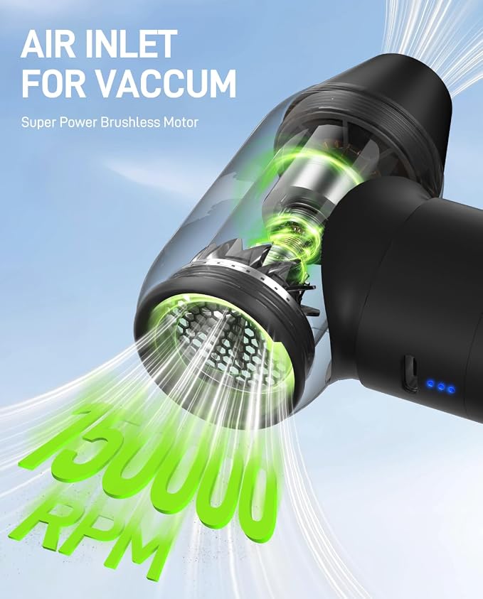 Electric Air Duster-150, 000 RPM 4-Gear Adjustable Aluminum Alloy Compressed - Image 5
