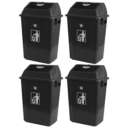 4-Pack 13 Gallon Plastic Swing Top Kitchen Trash Can, Garbage Bin by Nihenok