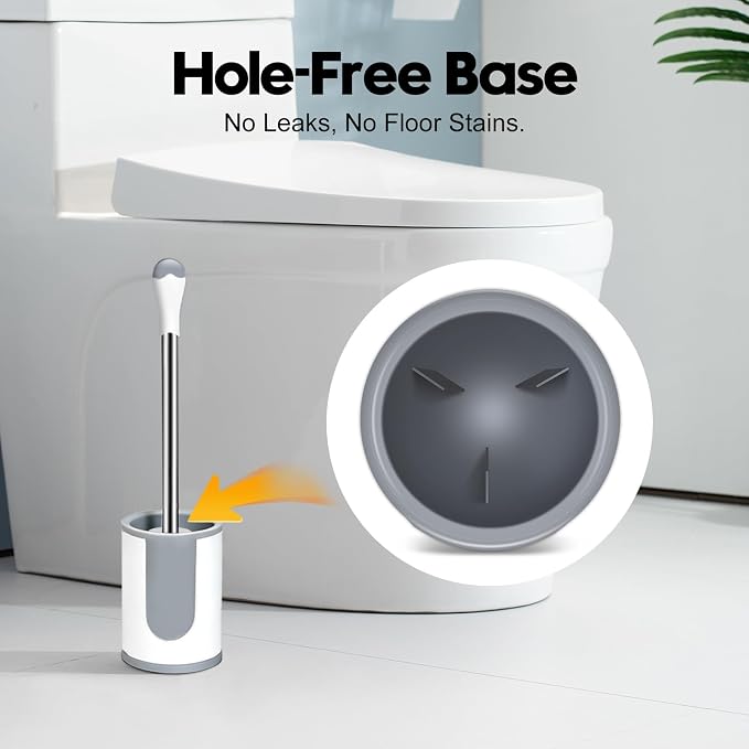 Toilet Brush, Compact Toilet Bowl Brush and Holder, Stainless Steel Handle - Image 7