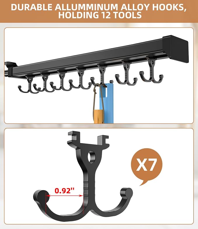 Pull Out Broom Holder With Adjustable Double Row Sliding Hook, - Image 3