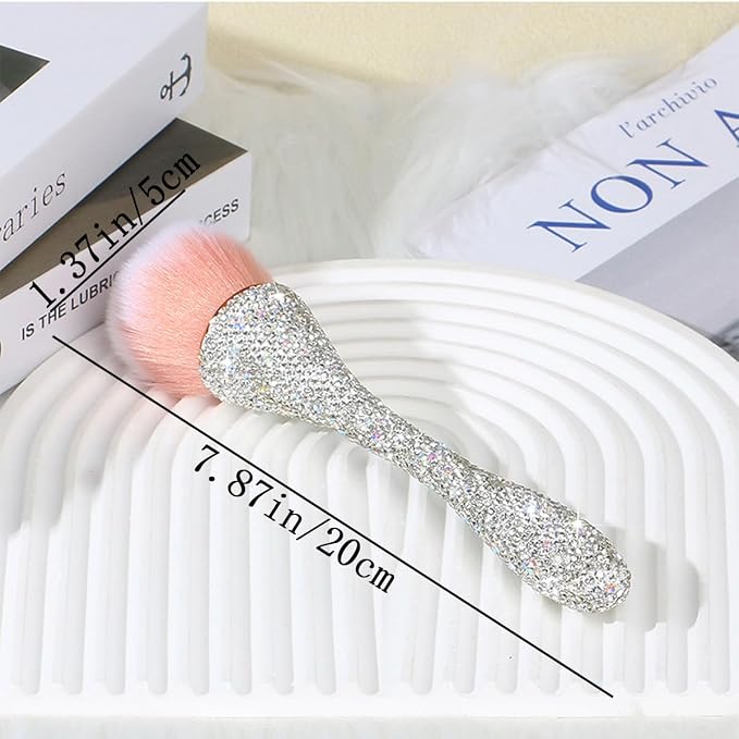 2 PCS Nail Art Dust Brush Shiny Rhinestone Fust Brushes Ultra Soft Nylon Dust - Image 2