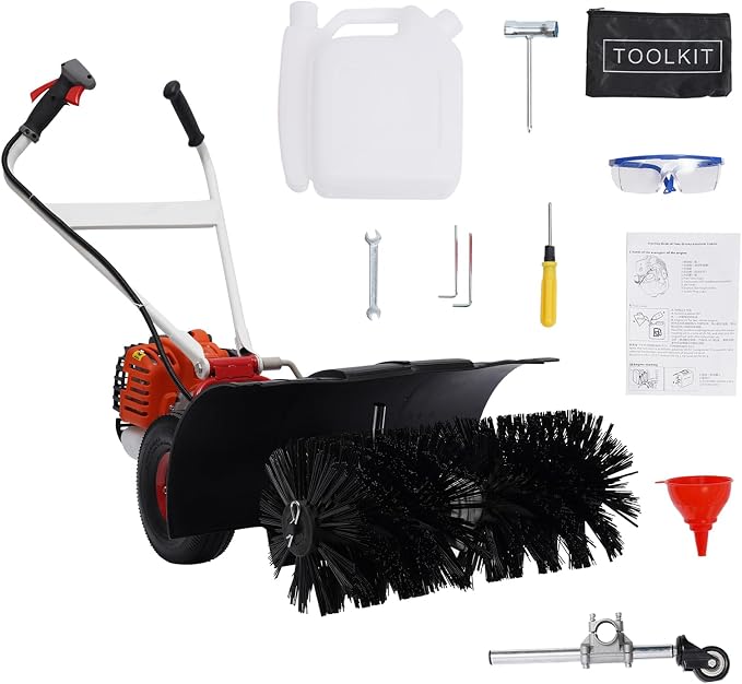 2.5HP 52CC Gas Power Handheld Sweeper, Driveway Turf Snow Broom Brush Cleaner by Cbhfmljd