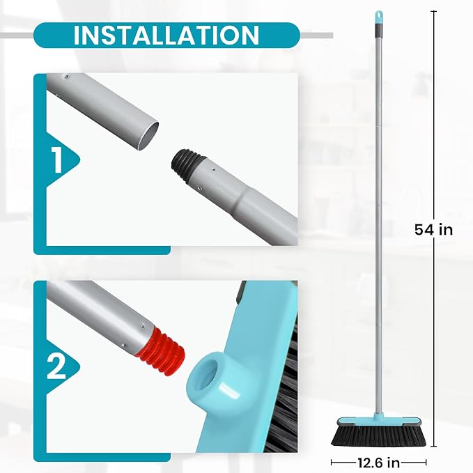 Blue Indoor Broom 54" Long Handle House Broom - Image 3
