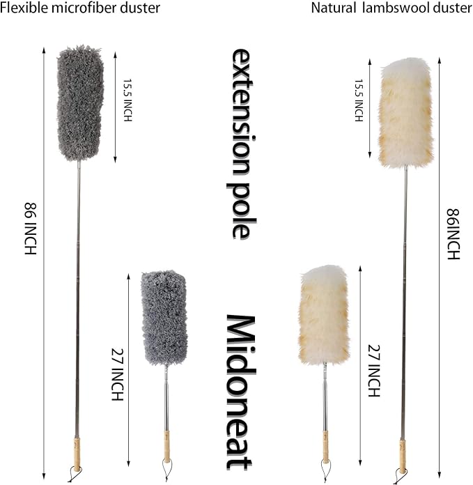 Lambswool and Microfiber Duster, Long Reach/Extendable Duster Up to 86" - Image 2