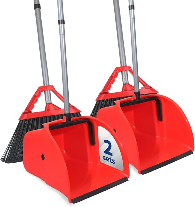 Commercial Broom and Dustpan Set, Jumbo Lobby Debris Dustpan, Heavy Duty Broom by wajeehaa