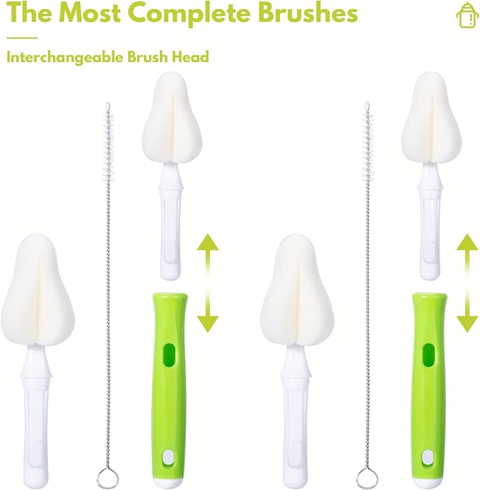 8 Piece Sponge Nipple Bottle Brushes, Baby Bottle Brush - Image 3