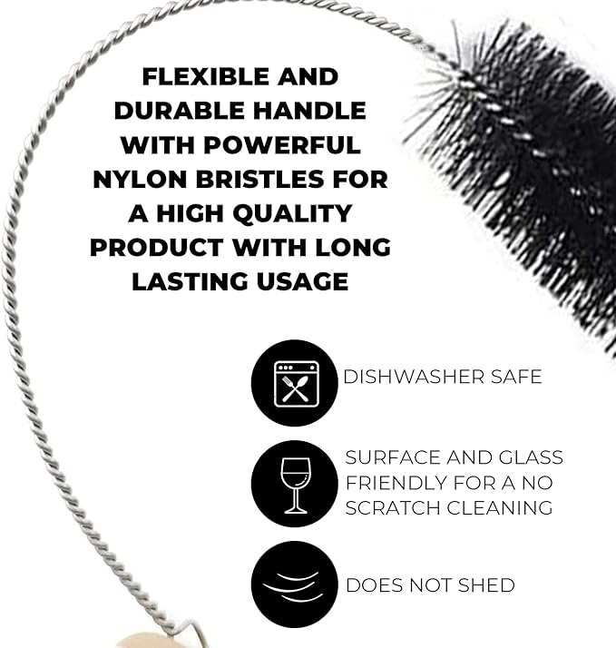 10" Tube Cleaning Brush Set, 5 Pack Small, Extra Long Nylon Straw Brushes - Image 4