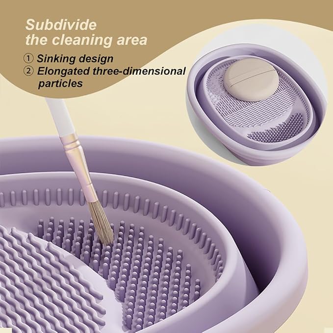 Foldable silicone makeup brush cleaning bowl, makeup tool cleaning bowl - Image 4
