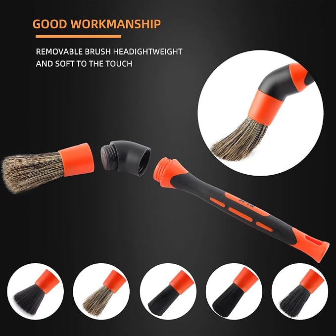SPTA Car Detailing Brush Set, 5 Pack Soft Boar Hair Auto Detail Brush Kit - Image 4