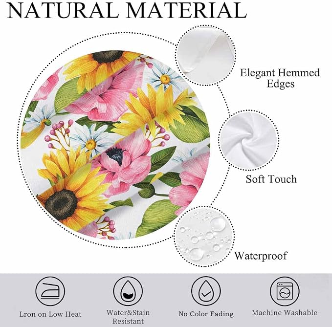 Sunflowers Yellow Table Cloth 52x70 Yellow Pink Sunflower Poppies - Image 5
