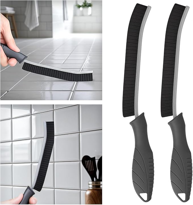 2 Pack Cleaning Brush, Grout Brush, Hard Bristle Crevice Cleaning Brush by TQRR