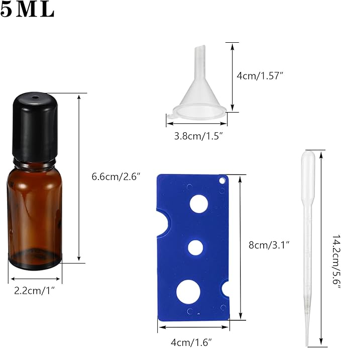 5ML Roller Bottles for Essential Oil, 4 Pack Empty Amber Glass Roller Bottle - Image 2