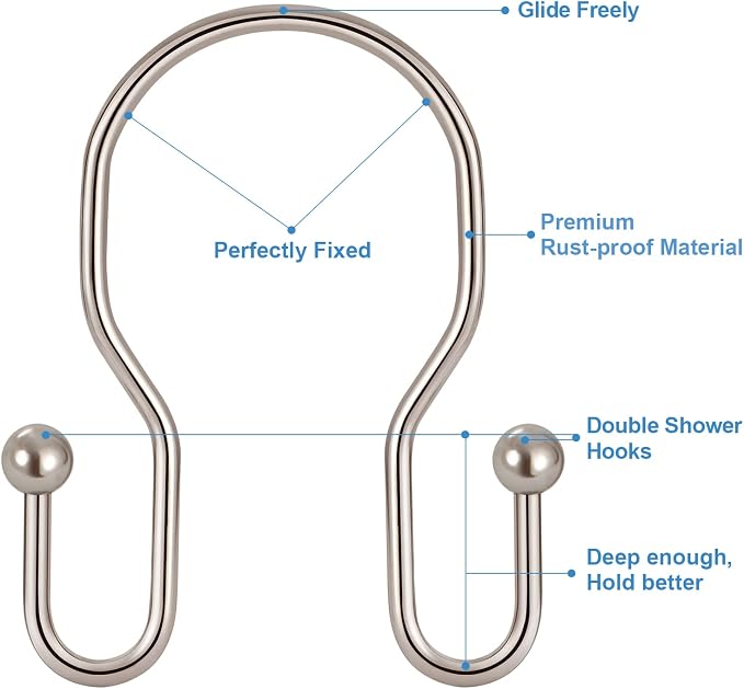 24 Pack Double Shower Curtain Hooks Rings, TENOVEL Double Sided Shower Curtain - Image 4
