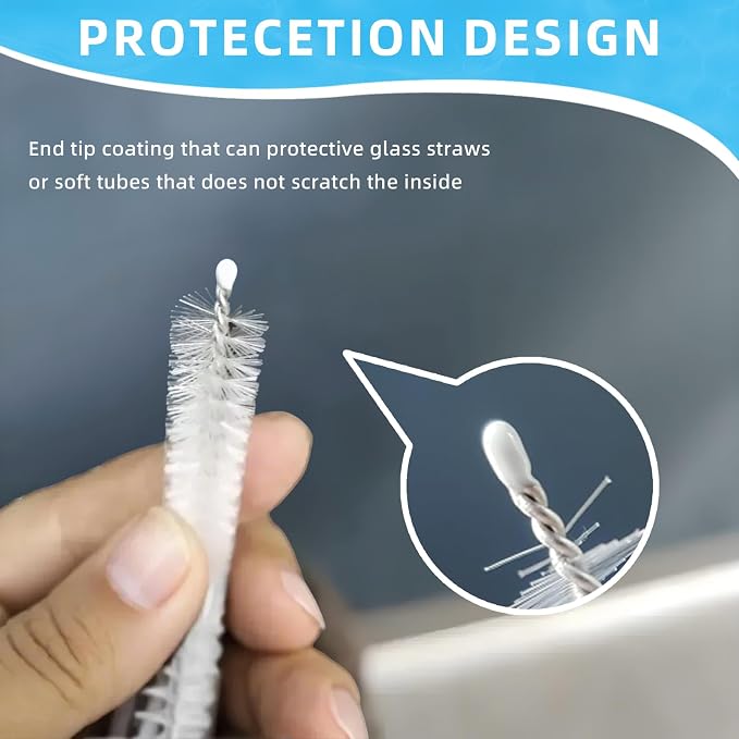Cleaning Brushes for Reusable Drinking Straws, Long Wire Handle, Bottle and - Image 3