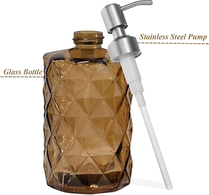 12Oz Brown Glass Soap Dispenser - Image 2