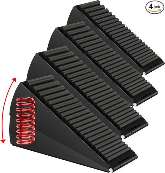 4 Pack Adjustable Spring Door Stoppers Heavy Duty, 3 Inches High Tall Large by JIAPAIDUO