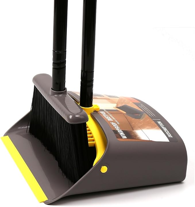TreeLen Broom with Dustpan Combo Set, Stand up Dust Pans with Long Handle by TreeLen