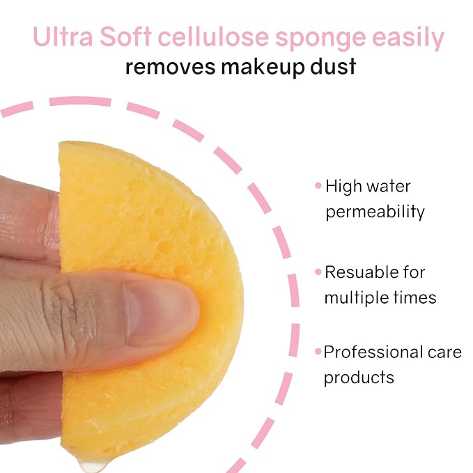 50-Count Compressed Facial Sponges, 100% Natural Cellulose Cosmetic Make Up - Image 4