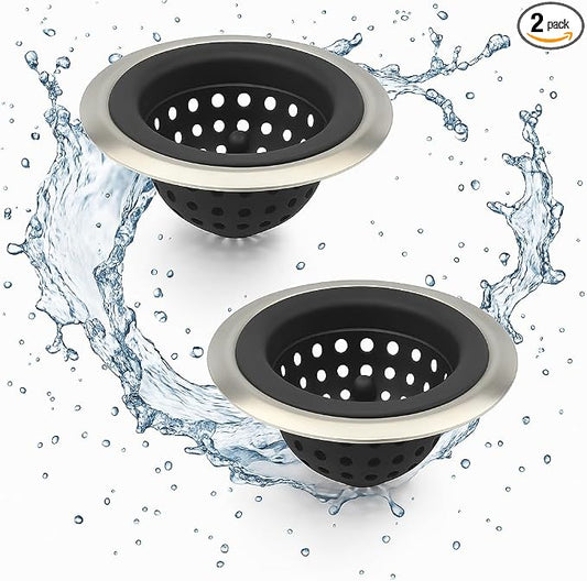 Mi hogar Sink Drain Strainer 2 Pack, 4.5” Wide Rim Silicone Kitchen Sink by Mi+hogar