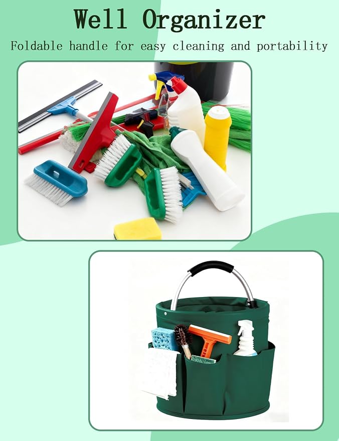 Cleaning Caddy with Handle, Cleaning Products Organiser, Foldable Storage Basket - Image 7