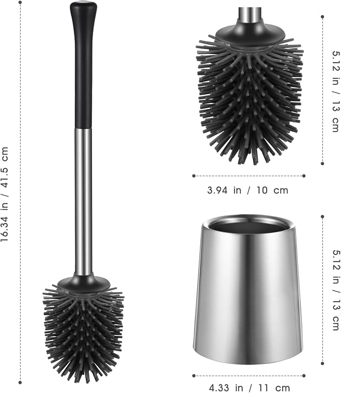 HAMITOR Toilet Bowl Brush Holder Set: 2Pack Silicone Stainless Steel Deep - Image 8