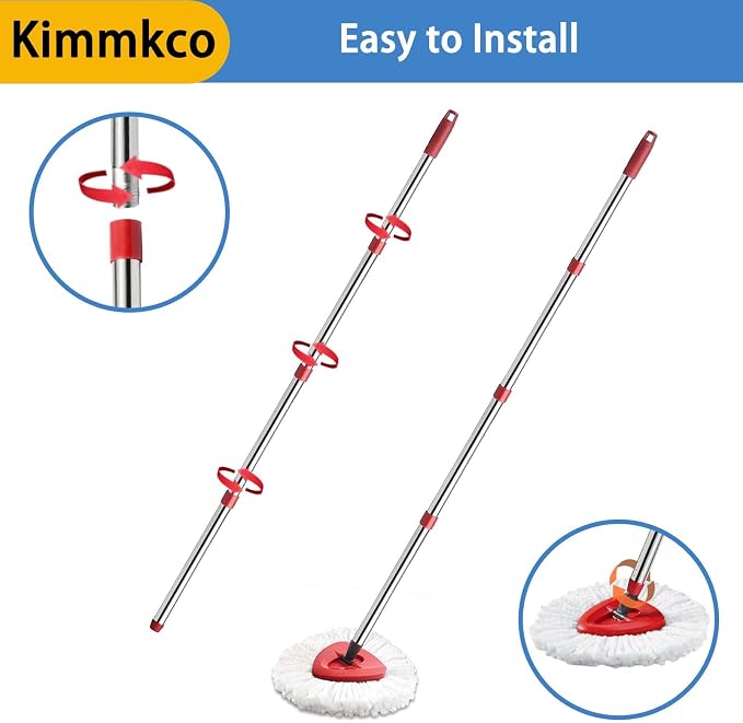Spin Mop Replacement Handle, 4-Section 30-to-58 inch Mop Stick Replacement - Image 6