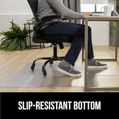 GORILLA GRIP Slip Resistant Office Chair Mat for Hardwood Floors, 36x48 Lip Smooth Glide Under Desk Hard Wood Floor Protector, Stay in Place Plastic Computer Mats for Rolling Office Chairs, Clear