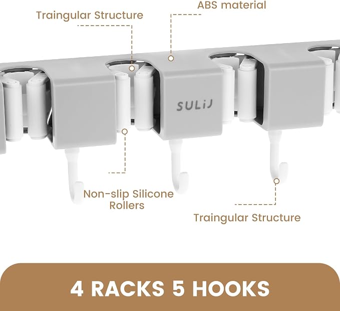 3PCS Broom Holder Wall Mount, No-Drilling Self-Adhesive Mop and Broom Storage - Image 9