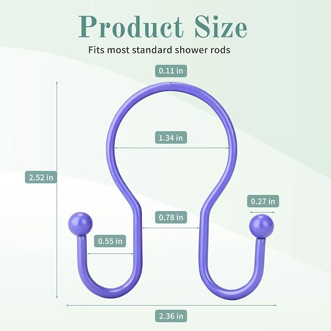 Goowin Shower Curtain Hooks, Stainless Steel Shower Curtain Hangers, Metal - Image 5