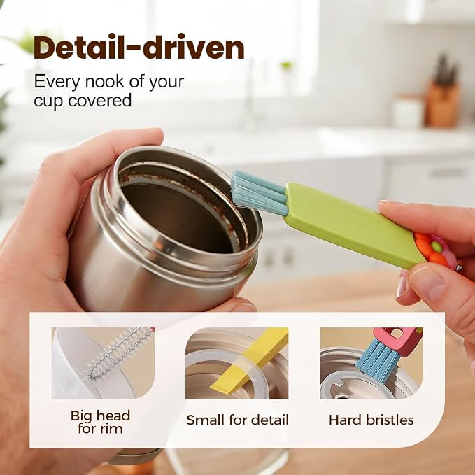 3PCS 3 in 1 Cup Lid Cleaning Brush and 2PCS Silicone Straw Cleaner Brush - Image 4