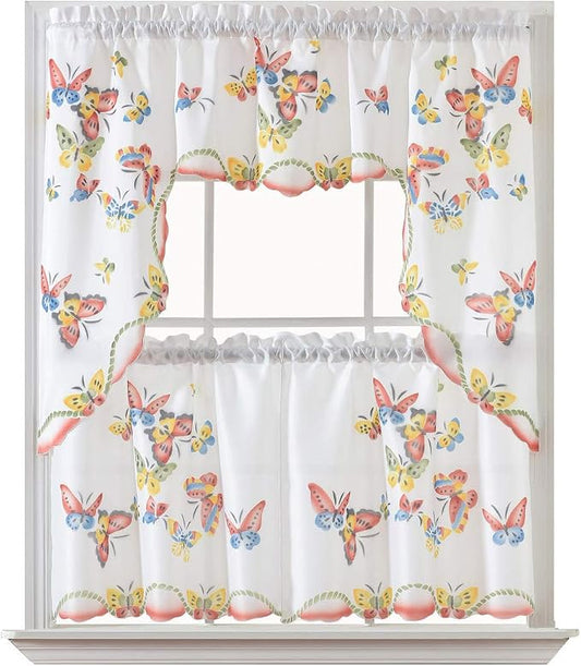 GOHD 3pcs Kitchen Curtain/Cafe Curtain Set, Farmhouse Air-Brushed by Hand of by GOHDGoldenOceanHomeDecor