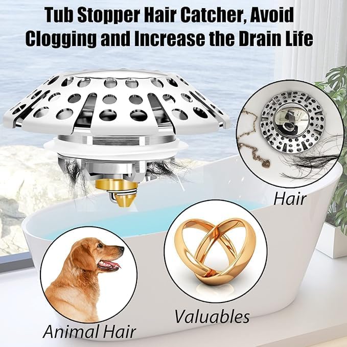 Bathtub Drain Stopper, Pop Up Tub Stopper - Image 2
